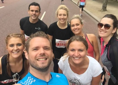 Our seven runners in the British 10k London Run prior to the race.